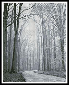 Mini Black And White Road Through Trees - Artecy Cross Stitch