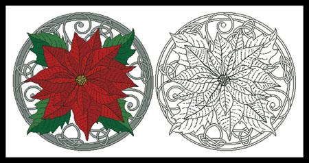 Poinsettia And Celtic Knots - Artecy Cross Stitch