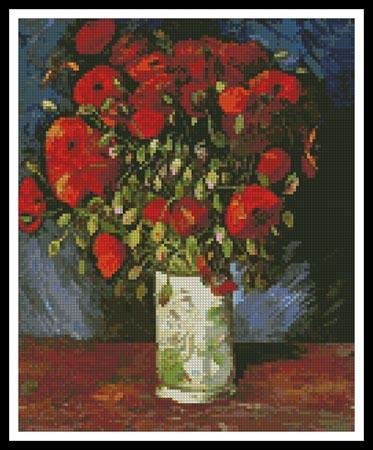 Vase With Red Poppies - Artecy Cross Stitch