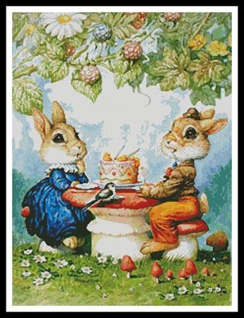 Rabbits And Birthday Cake - Artecy Cross Stitch