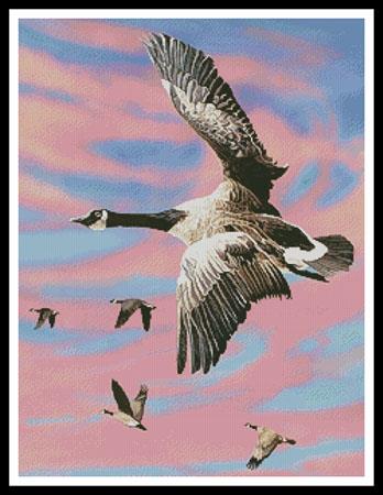 Canadian Geese At Sunset - Artecy Cross Stitch