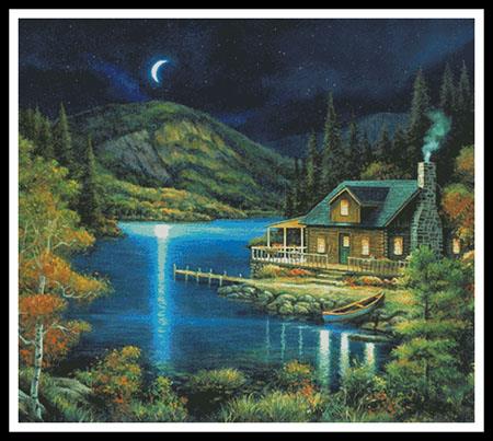 Moonlit Cabin (Cushion) - Artecy Cross Stitch