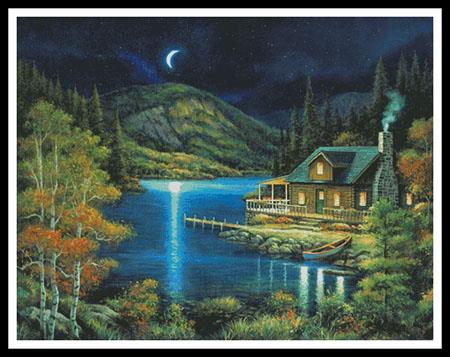 Moonlit Cabin (Large) - Artecy Cross Stitch