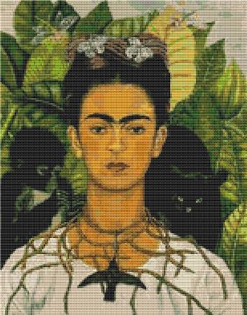 Self-Portrait With Thorn Necklace And Hummingbird: Frida Kahlo - Art of Stitch, The