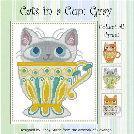 Cats In A Cup: Gray - PinoyStitch