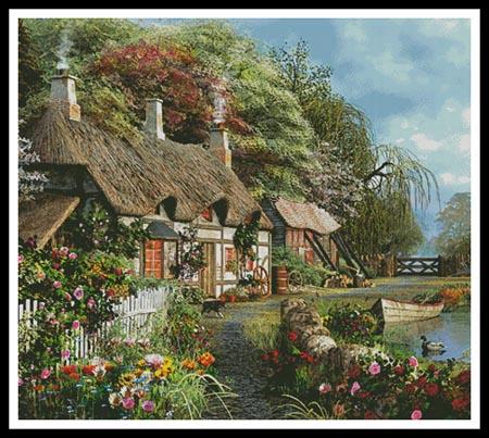 Riverside Home In Bloom (Cushion) - Artecy Cross Stitch