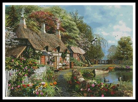 Riverside Home In Bloom (Large) - Artecy Cross Stitch