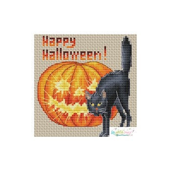 Happy Halloween (Black Cat & Jack O Lantern) - Les Petites Croix De Lucie