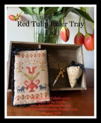 Red Tulip Ruler Tray Lid - Dames of the Needle