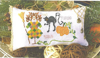 Witch, Cat And Pumpkin - Stitches and Style