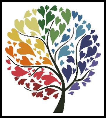 Rainbow Tree Of Hearts - Artecy Cross Stitch