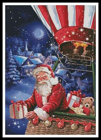 Santa In A Hot Air Balloon - Artecy Cross Stitch