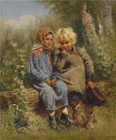 Peasant Children At Rest - X Squared Cross Stitch