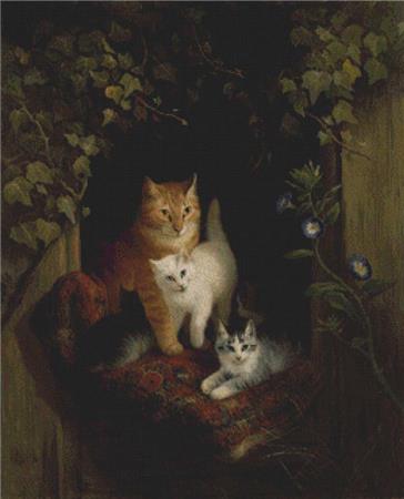 Cat With Kittens - X Squared Cross Stitch