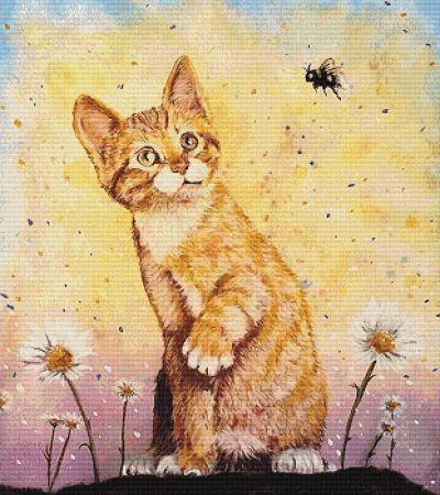 Kitten With Bee by Caroline Lord O'Donovan - Paine Free Crafts