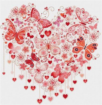 Orange Butterfly Heart - X Squared Cross Stitch