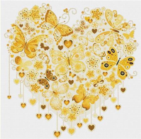 Yellow Butterfly Heart - X Squared Cross Stitch