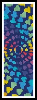 Abstract Rainbow Heart Design Bookmark - Artecy Cross Stitch