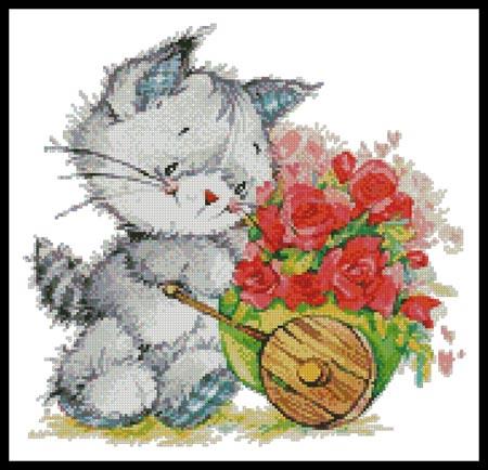 Kitty With Cart - Artecy Cross Stitch