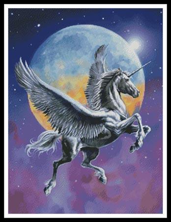 Winged Unicorn In Moonlight - Artecy Cross Stitch