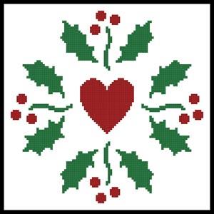 Christmas Holly Heart - Artecy Cross Stitch