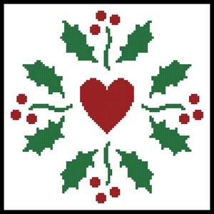 Christmas Holly Heart - Artecy Cross Stitch