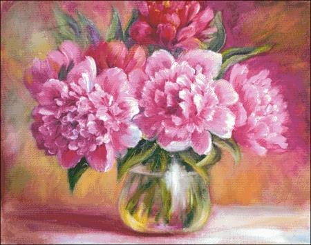 Peonies In A Vase - Charting Creations