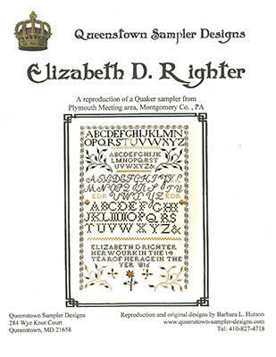 Elizabeth D. Righter 1816 - Queenstown Sampler Designs