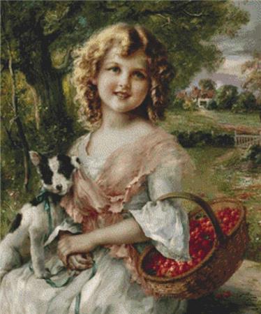 Girl With Cherry - X Squared Cross Stitch
