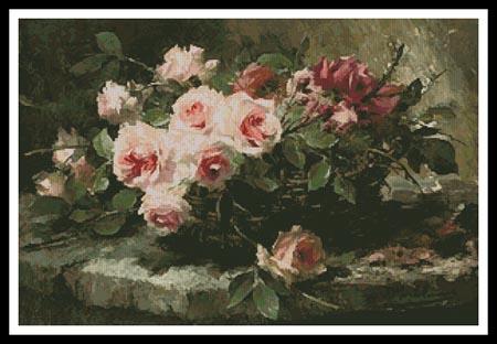 Pink Roses In A Basket - Artecy Cross Stitch