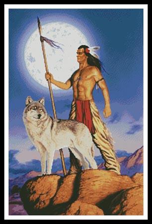 Native American And Wolf - Artecy Cross Stitch