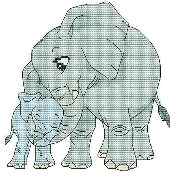 Momma N Me Elephant - Cross Stitch Wonders