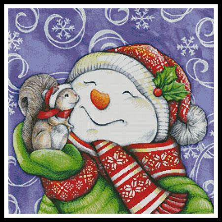 Snowman With Squirrel - Artecy Cross Stitch