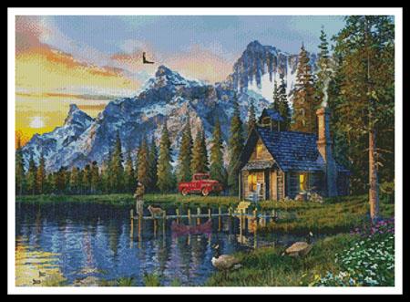 Sunset Log Cabin - Artecy Cross Stitch