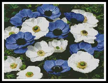 Blue And White Flowers - Artecy Cross Stitch
