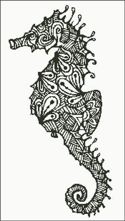 Zentangle Seahorse Silhouette - Charting Creations