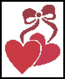 Little Hearts and Bow - Artecy Cross Stitch