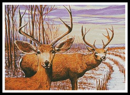Mule Deer In A Cornfield - Artecy Cross Stitch