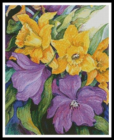 Tulips And Daffodils (Crop) - Artecy Cross Stitch