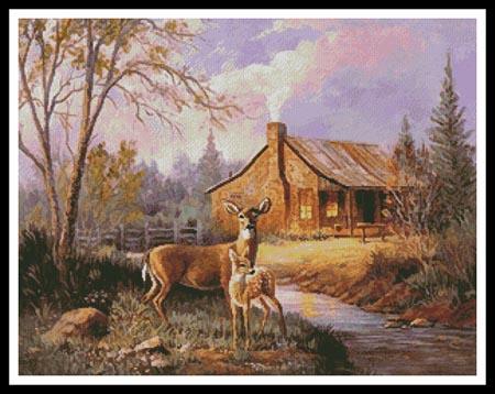 Deer Near The Cabin - Artecy Cross Stitch