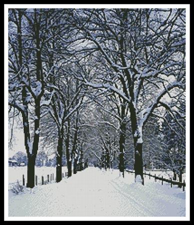 Tree Lined Road In Winter - Artecy Cross Stitch