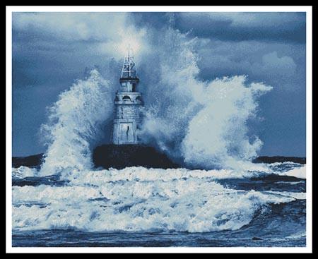 Storm And Lighthouse Blue (Large) - Artecy Cross Stitch