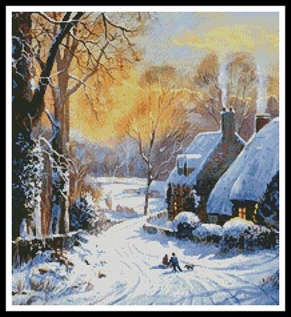 Cottages And Sledders (Crop) - Artecy Cross Stitch