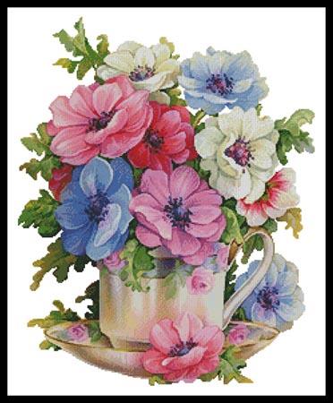 Anemone Teacup - Artecy Cross Stitch