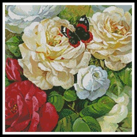 Butterfly And Roses (Crop) - Artecy Cross Stitch