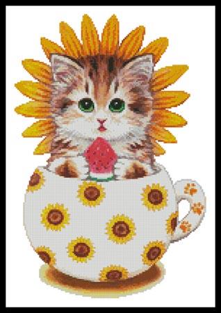 Sunflower Kitty Cup - Artecy Cross Stitch