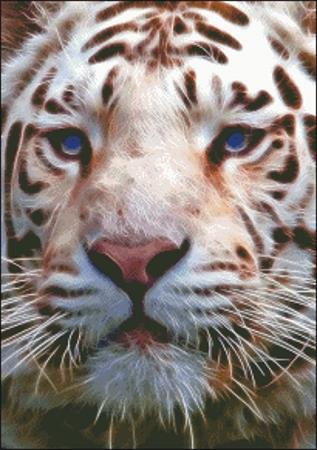 Small Fractal White Tiger - Charting Creations