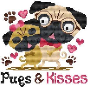 Pugs & Kisses - Cross Stitch Wonders