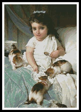 Kittens And Girl - Artecy Cross Stitch