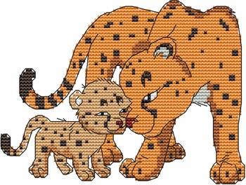 Momma N Me Cheetah - Cross Stitch Wonders